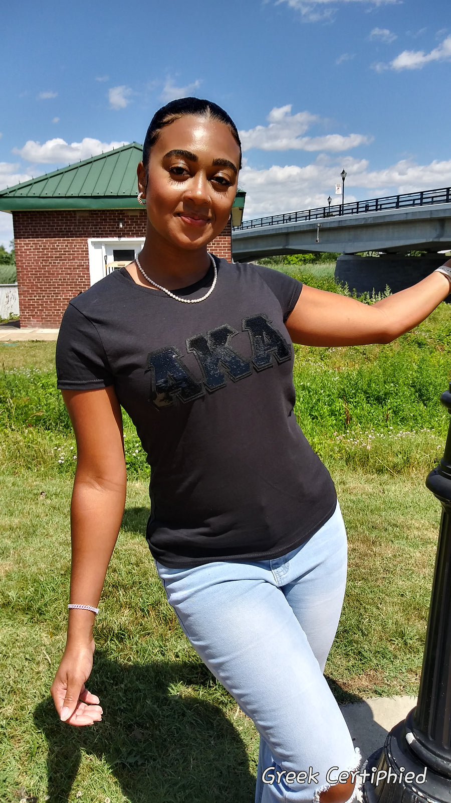 Black AKA sequin Tee